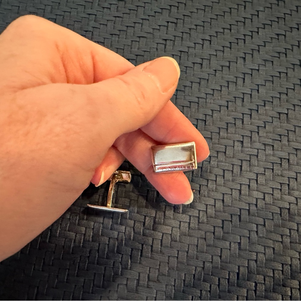 Silver Rectangle Cufflinks - image 6